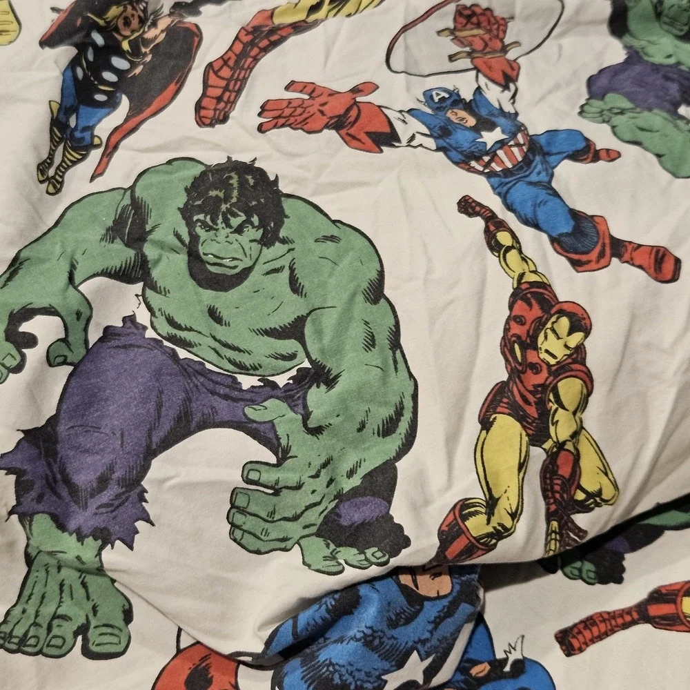 Pottery Barn Kids Marvel Comics Full Sheet Set Flat Fitted Hulk Captain America